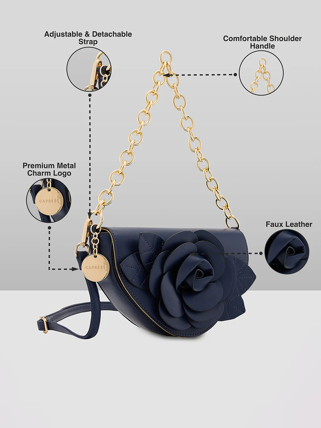 Caprese Bloom Small Navy Sling Bag - Image 5