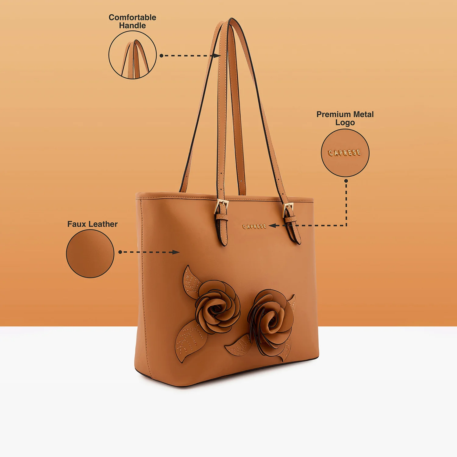 Caprese Bloom Medium Apricot Tote Bag - Image 6
