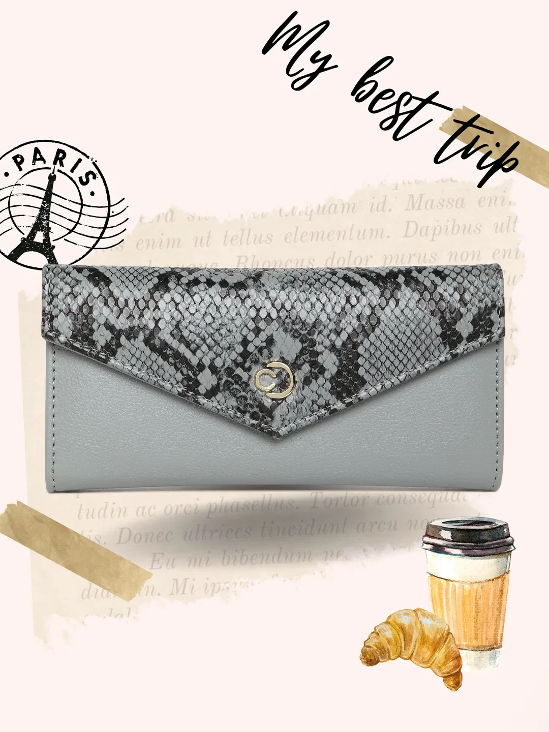 Caprese Bluma Large Grey Flapover Wallet - Image 2
