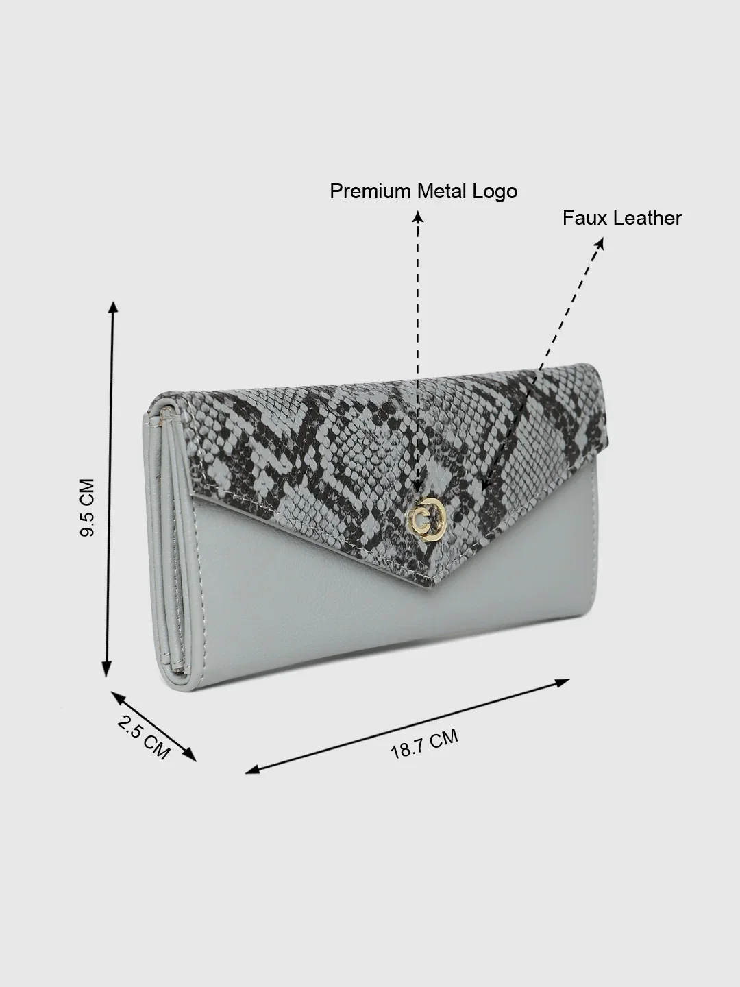 Caprese Bluma Large Grey Flapover Wallet - Image 5