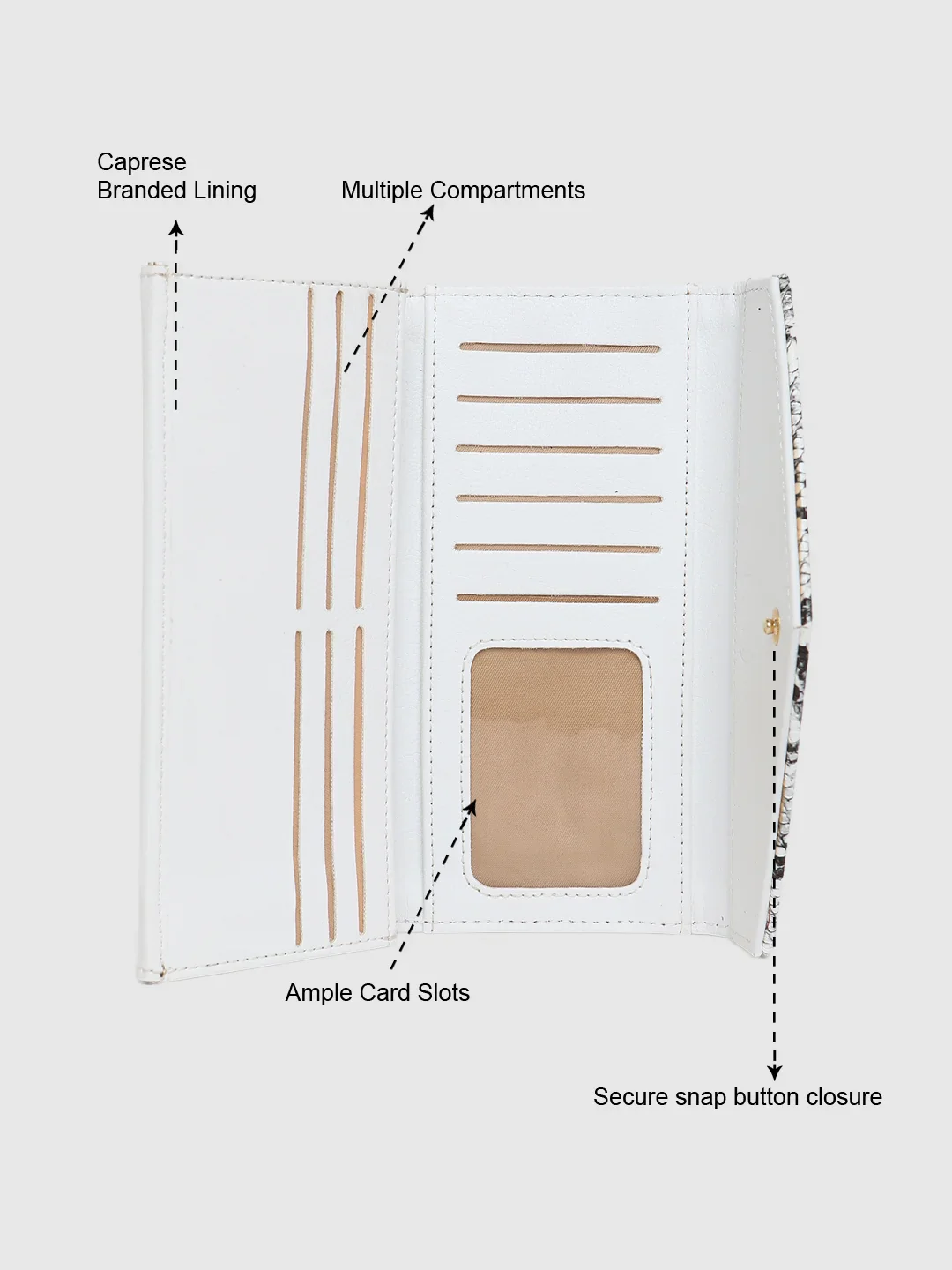 Caprese Bluma Large White Flapover Wallet - Image 8