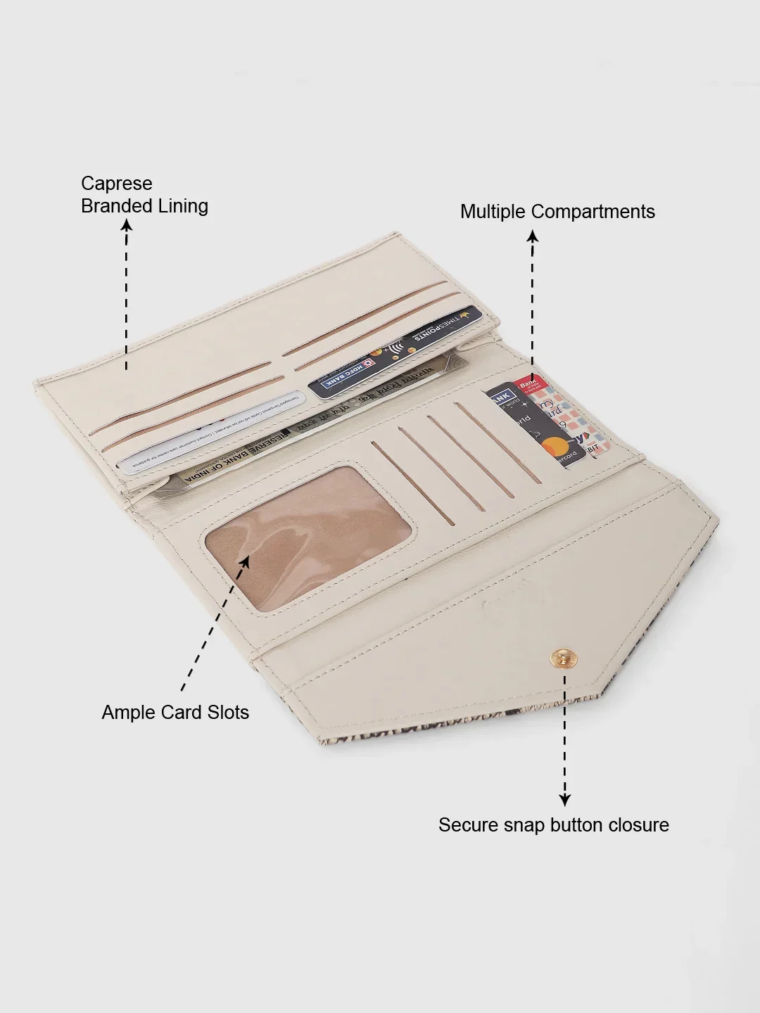 Caprese Bluma Large Beige Wallet - Image 12