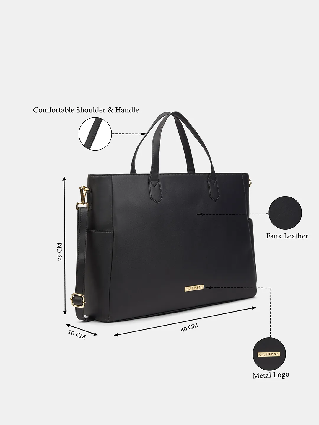 Caprese Bow Large Black Laptop Bag - Image 3