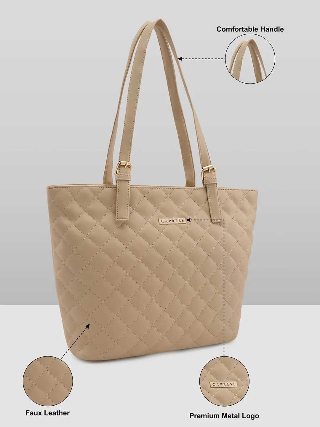 Caprese Bradley Medium Beige Tote Bag - Image 7