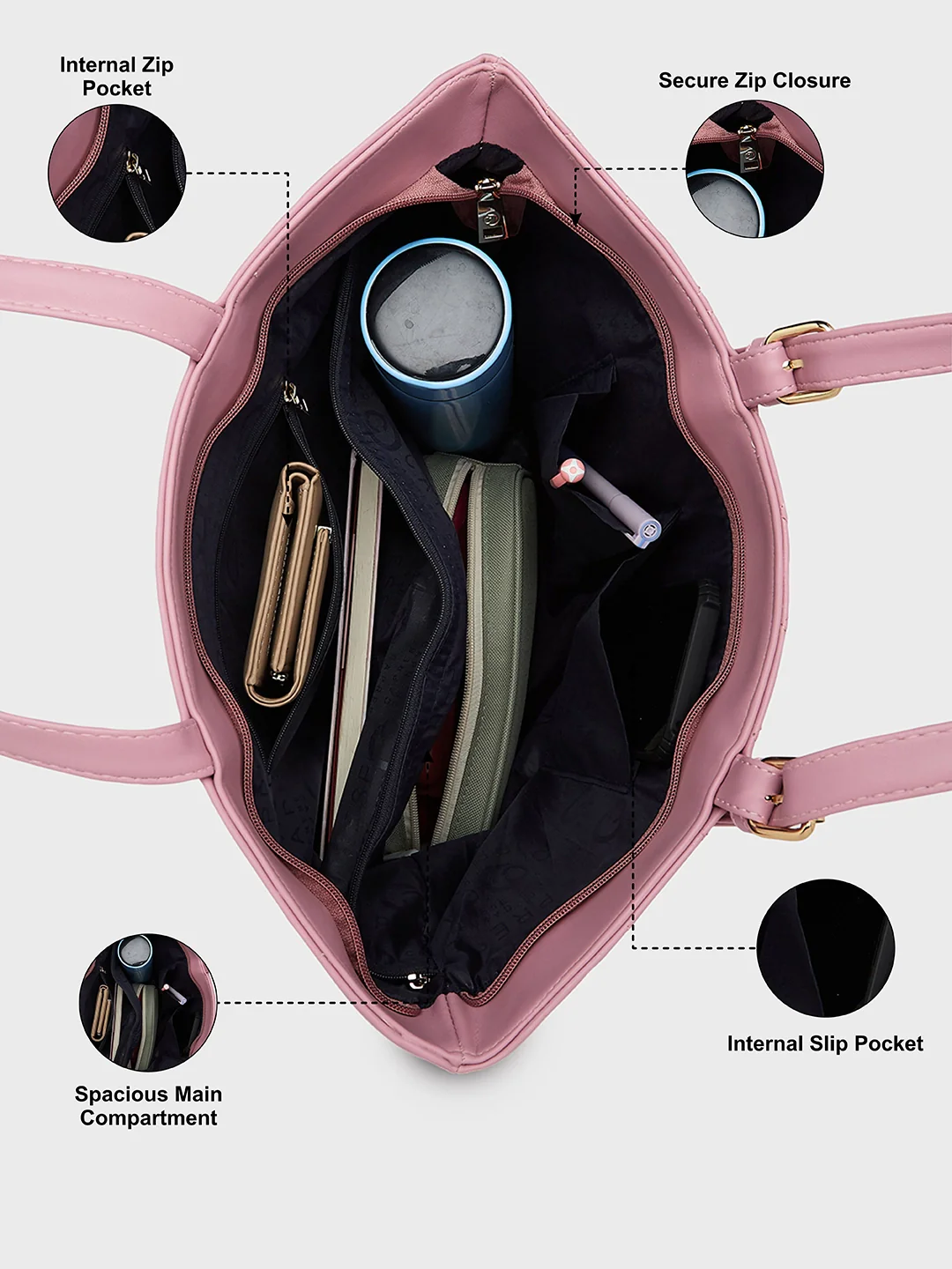Caprese Bradley Medium Pink Tote Bag - Image 5