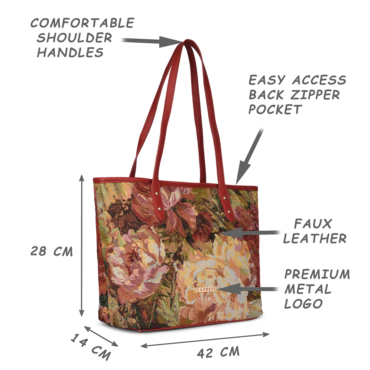 Caprese Brandi Large Red Tote Bag - Image 6