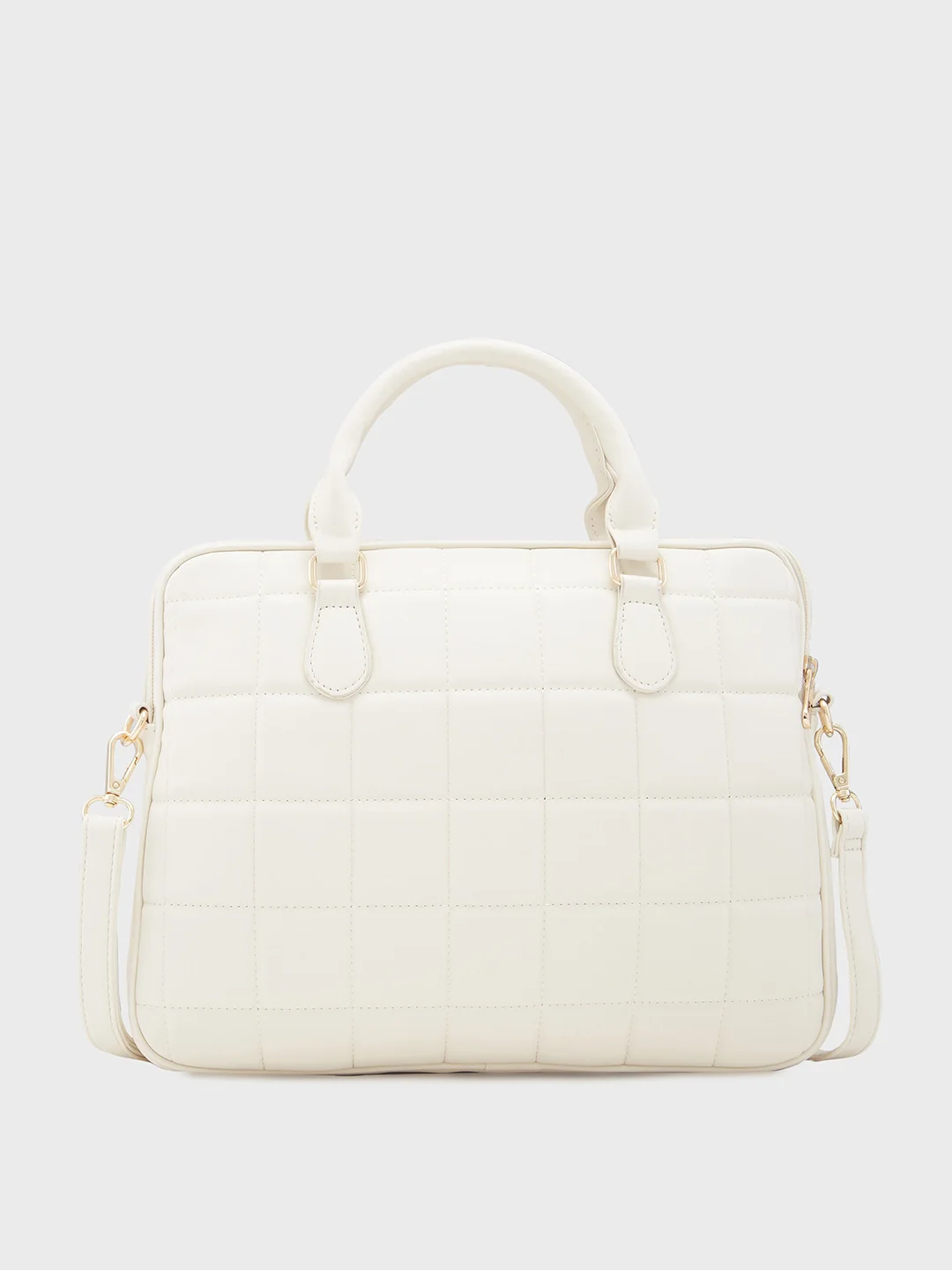Caprese Braxton Quilted Medium Beige Laptop Sleeve - Image 4