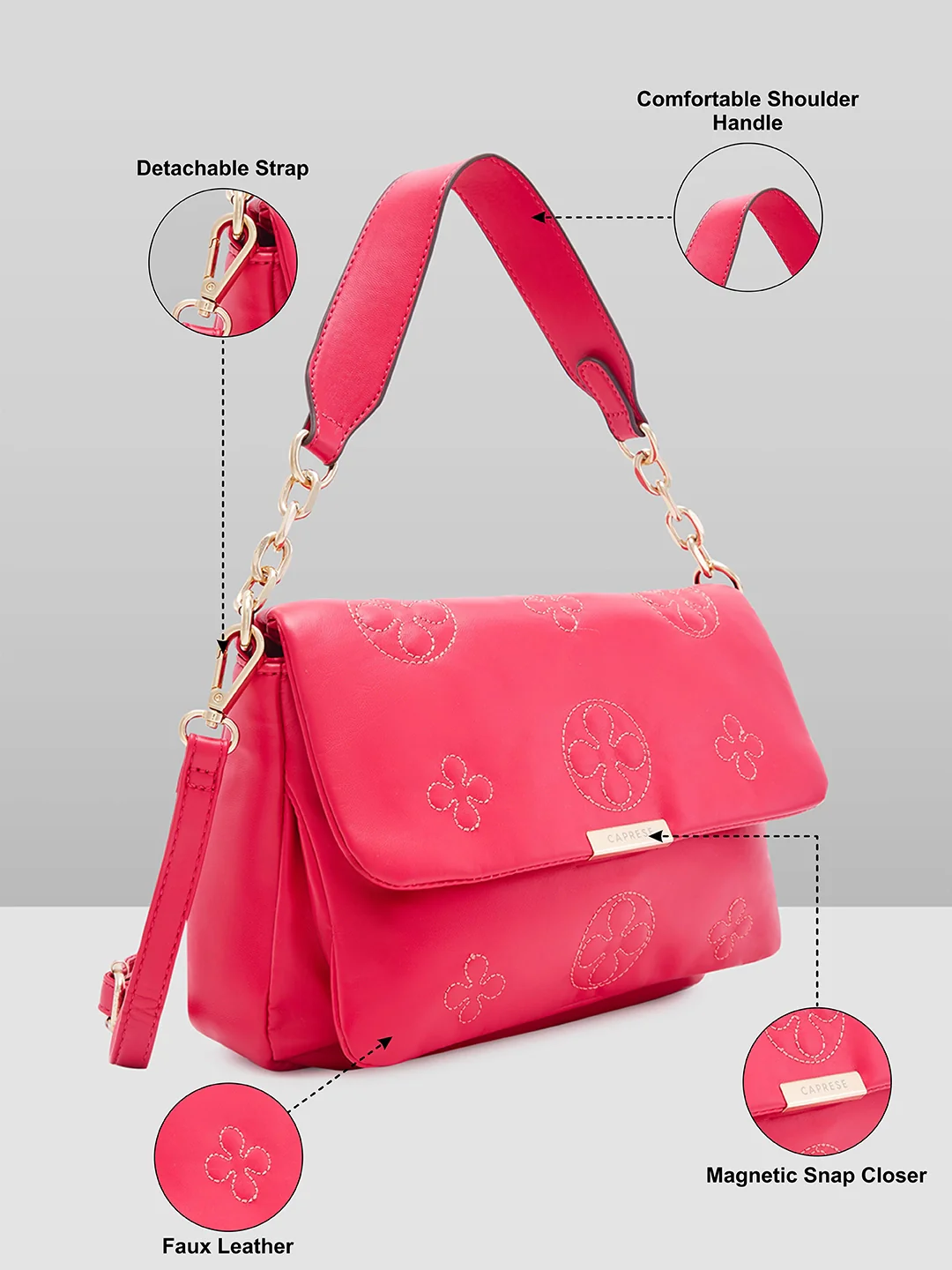 Caprese Briana Medium Fuchsia Sling Bag - Image 11