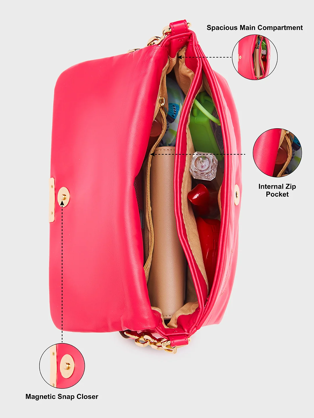 Caprese Briana Medium Fuchsia Sling Bag - Image 12