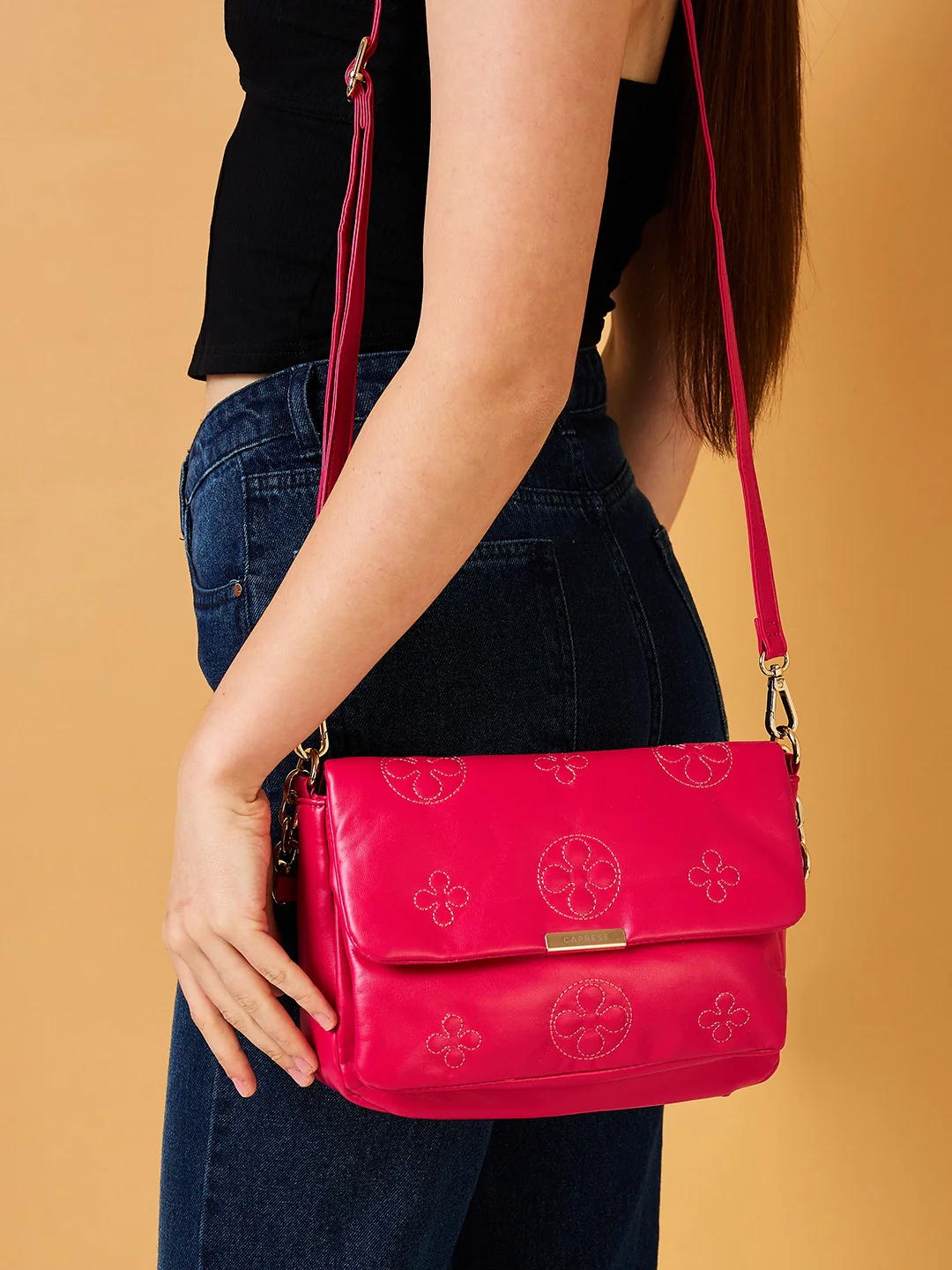 Caprese Briana Medium Fuchsia Sling Bag - Image 2