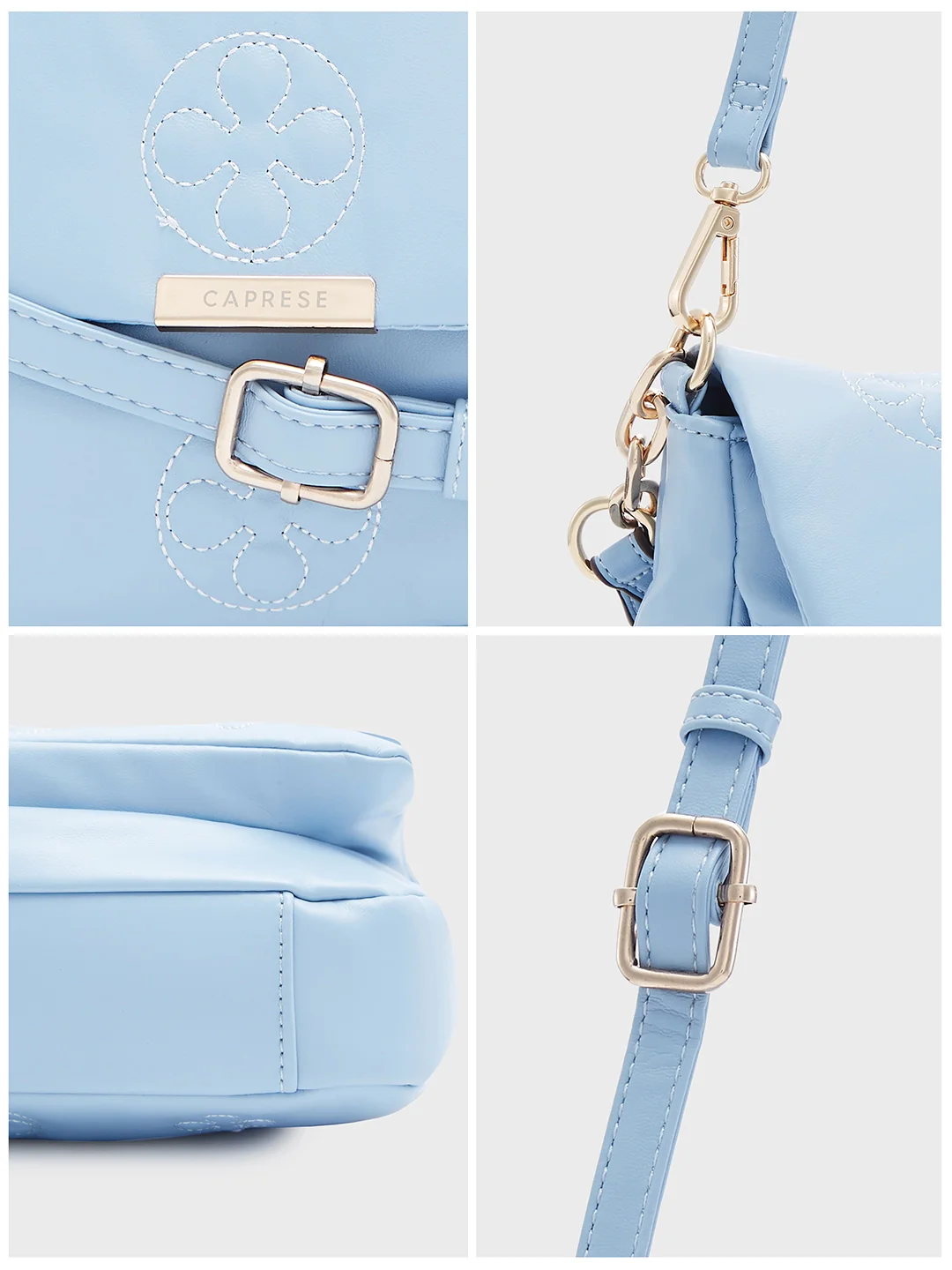 Caprese Briana Medium Powder Blue Sling Bag - Image 13