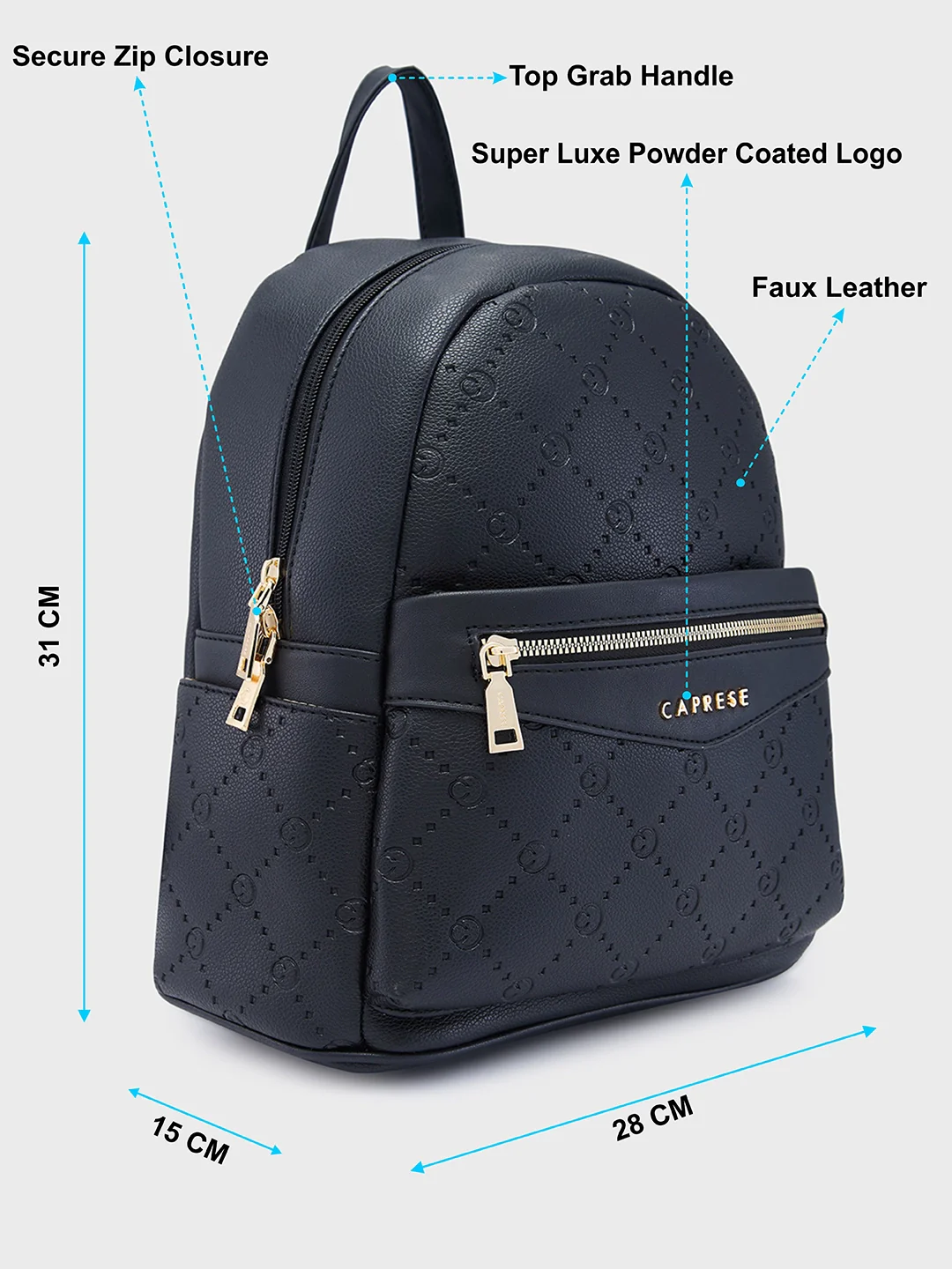 Caprese Brianna Medium Black Backpack - Image 7