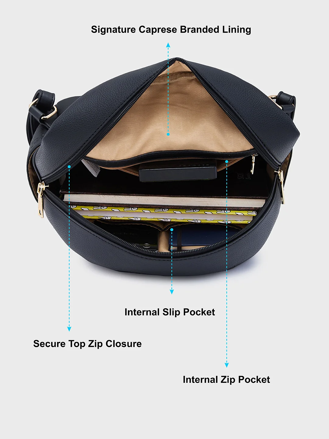 Caprese Brianna Medium Black Backpack - Image 8