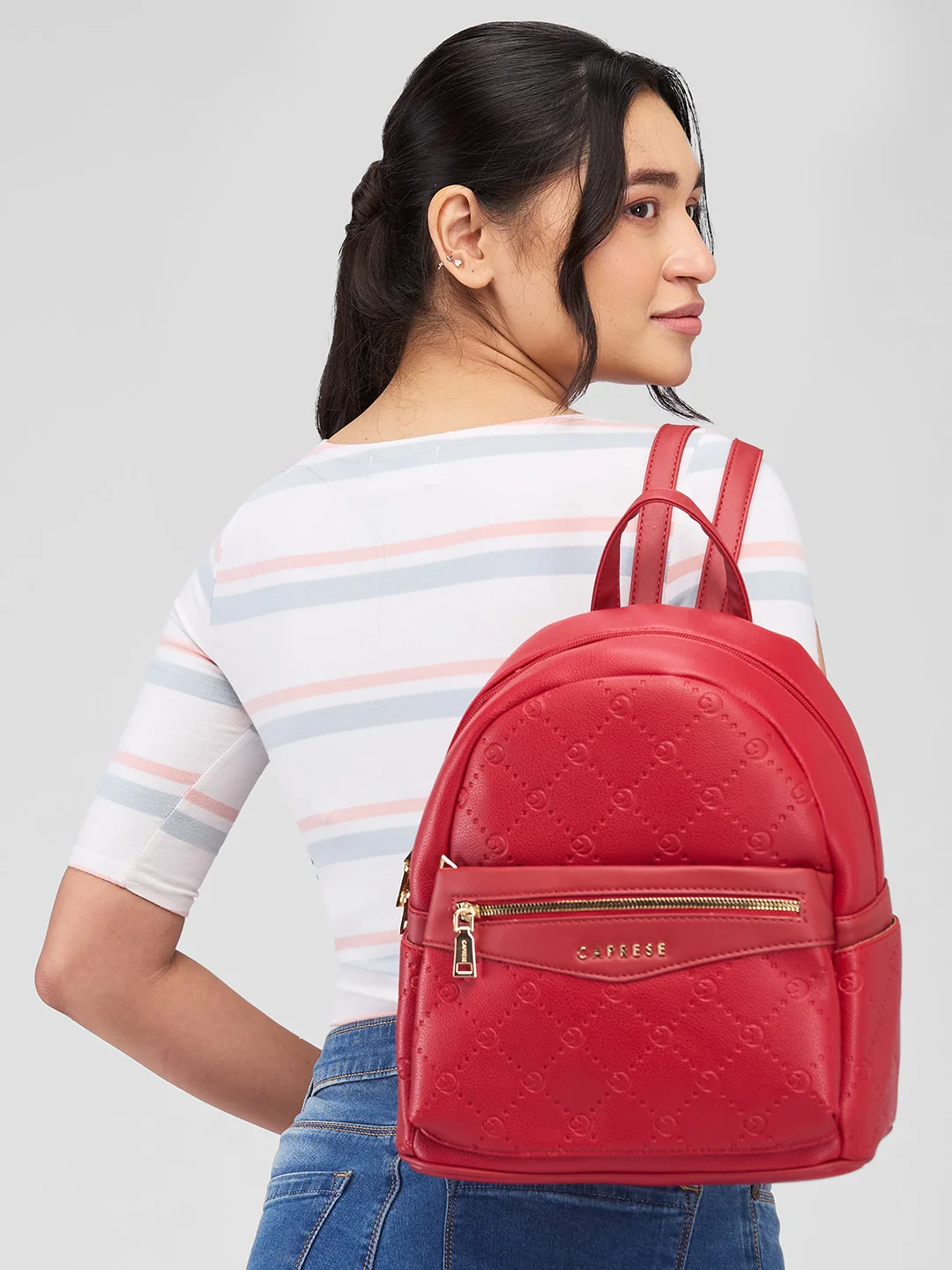 Caprese Brianna Medium Red Backpack - Image 12