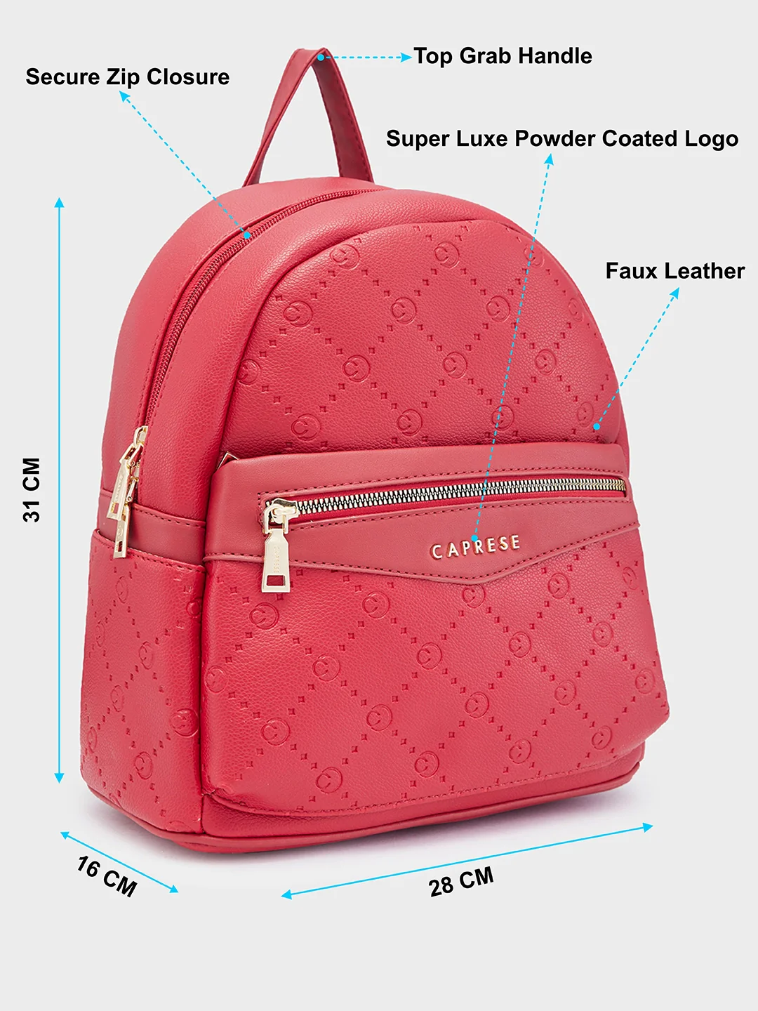 Caprese Brianna Medium Red Backpack - Image 7