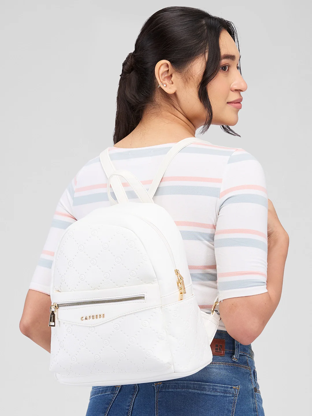 Caprese Brianna Medium White Backpack - Image 13