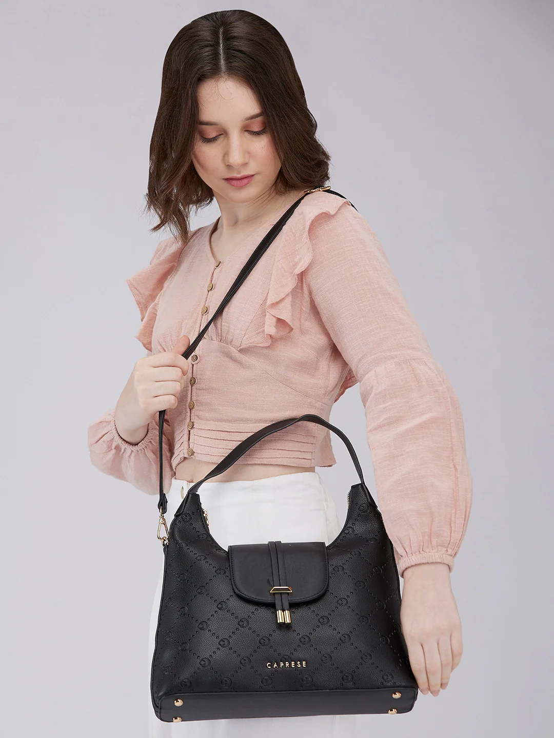 Caprese Brianna Medium Black Hobo Bag - Image 12