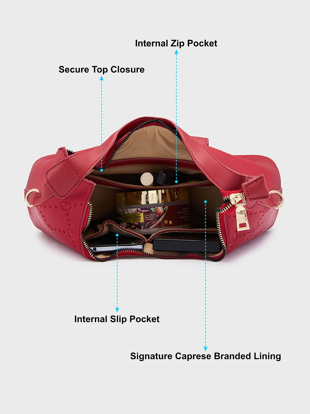 Caprese Brianna Medium Red Hobo Bag - Image 8