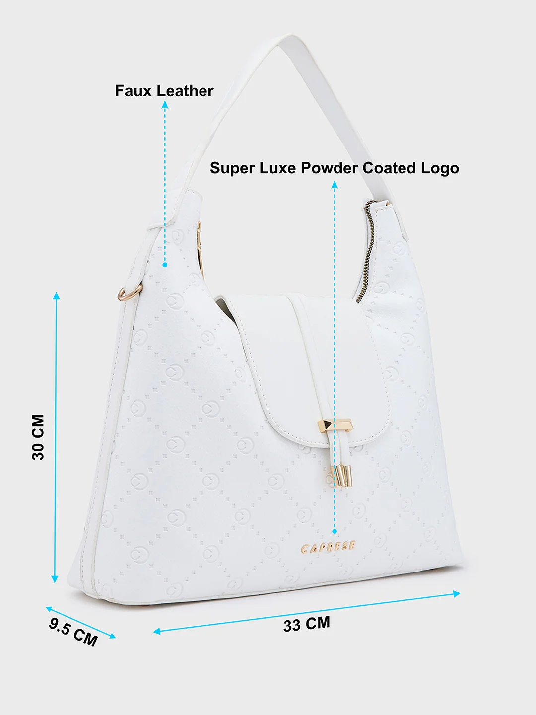 Caprese Brianna Medium White Hobo Bag - Image 7