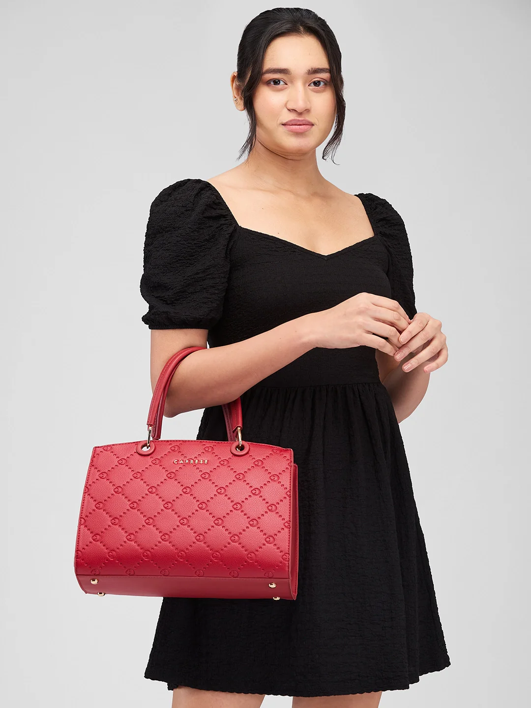 Caprese Brianna Medium Red Satchel Bag - Image 12