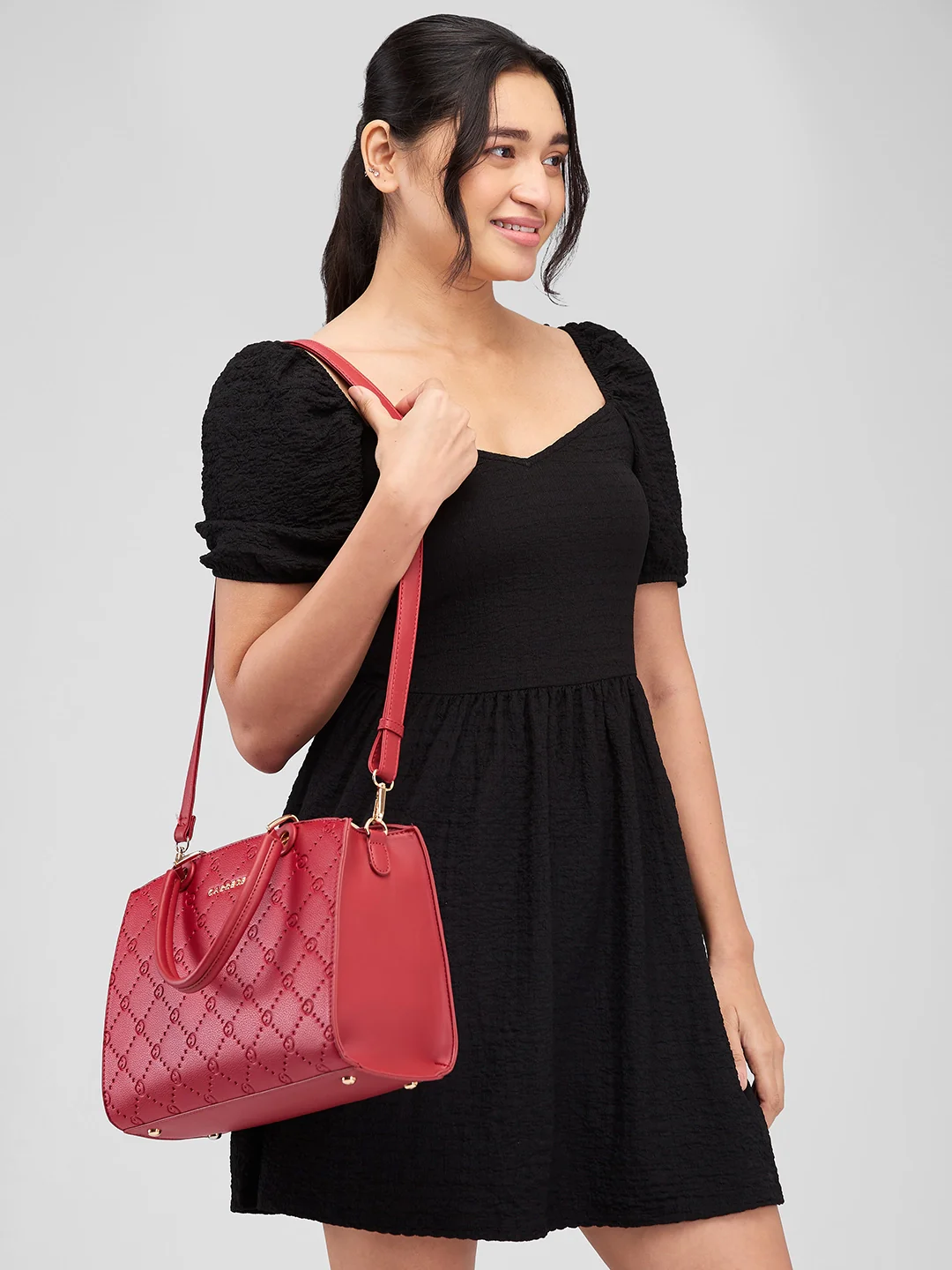 Caprese Brianna Medium Red Satchel Bag - Image 13