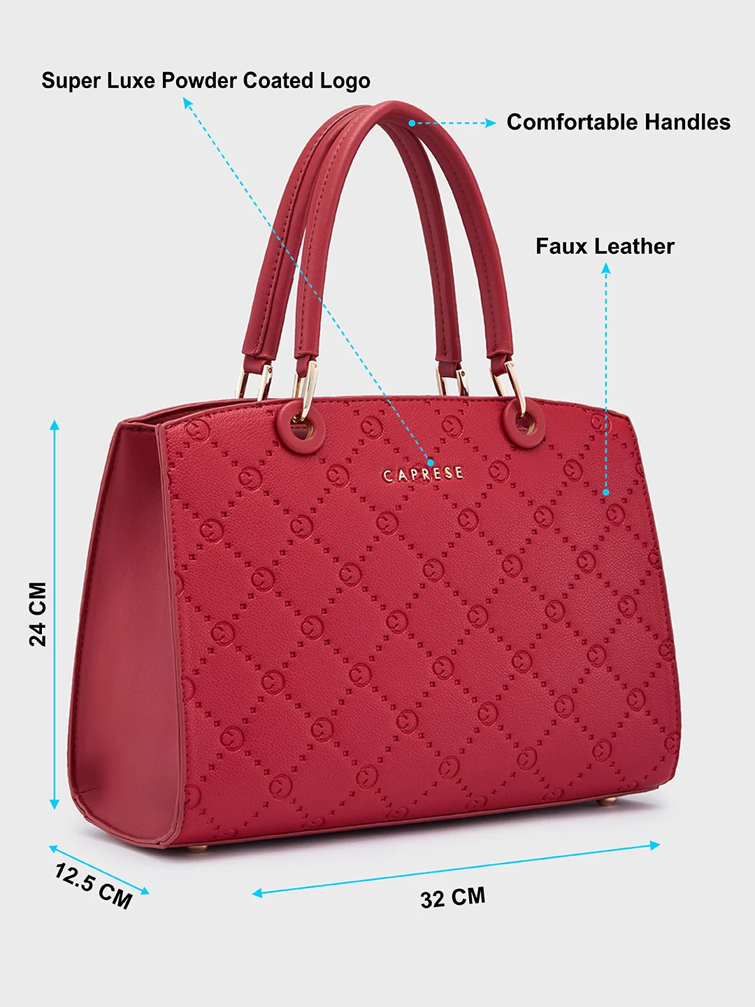 Caprese Brianna Medium Red Satchel Bag - Image 7