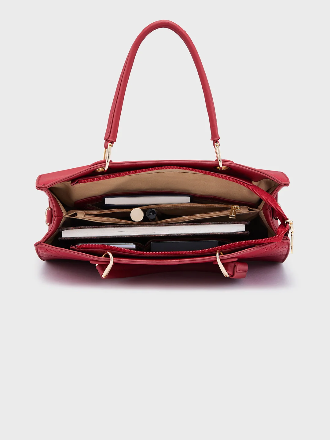 Caprese Brianna Medium Red Satchel Bag - Image 9