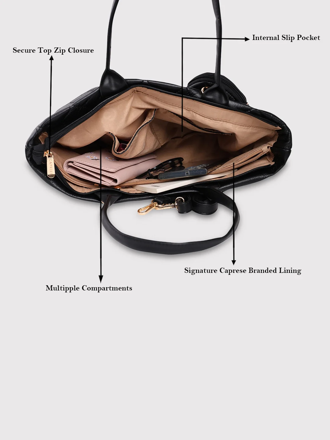 Caprese Briar Medium Black Tote Bag - Image 9