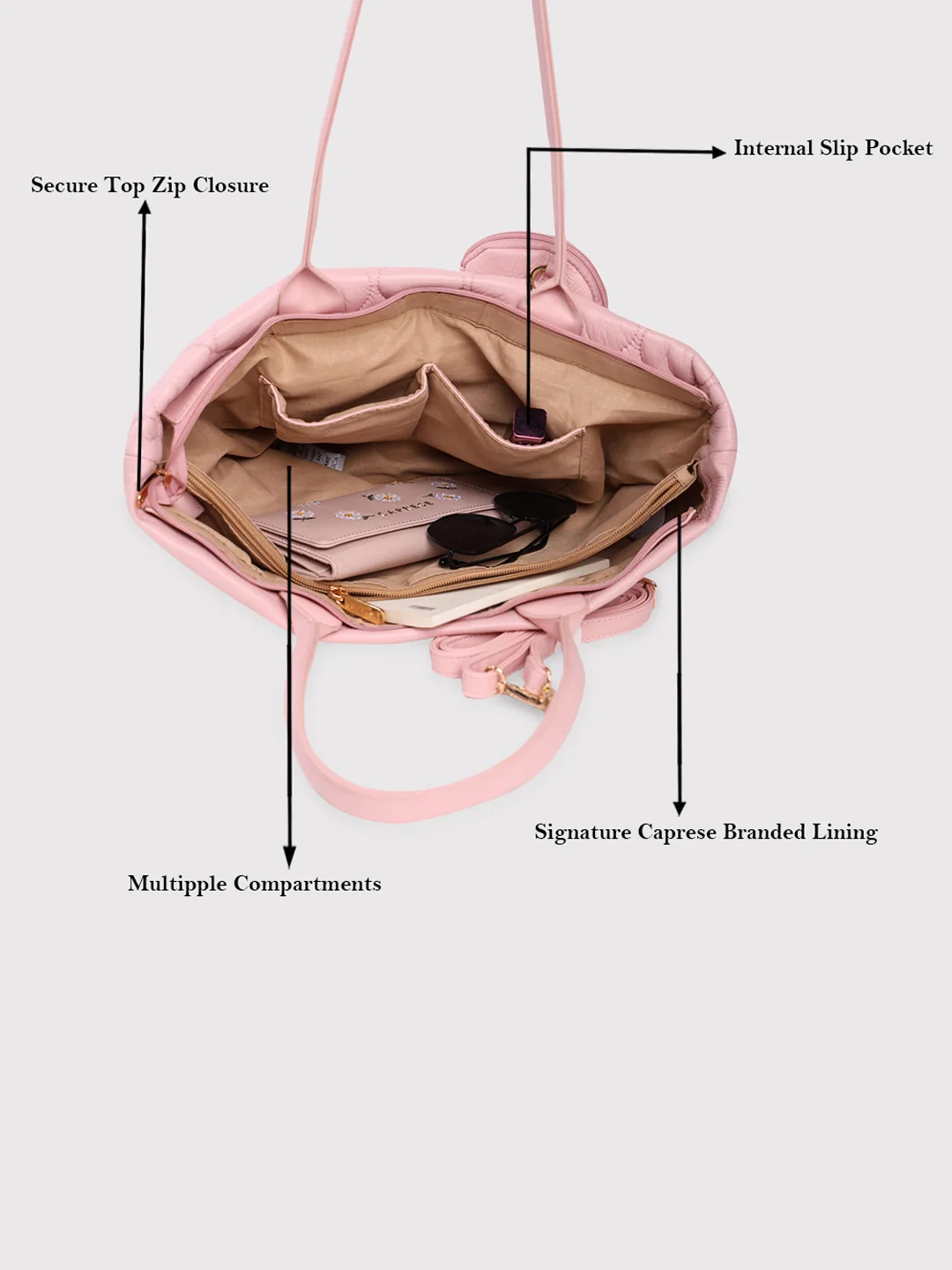 Caprese Briar Medium Dusty Pink Tote Bag - Image 7