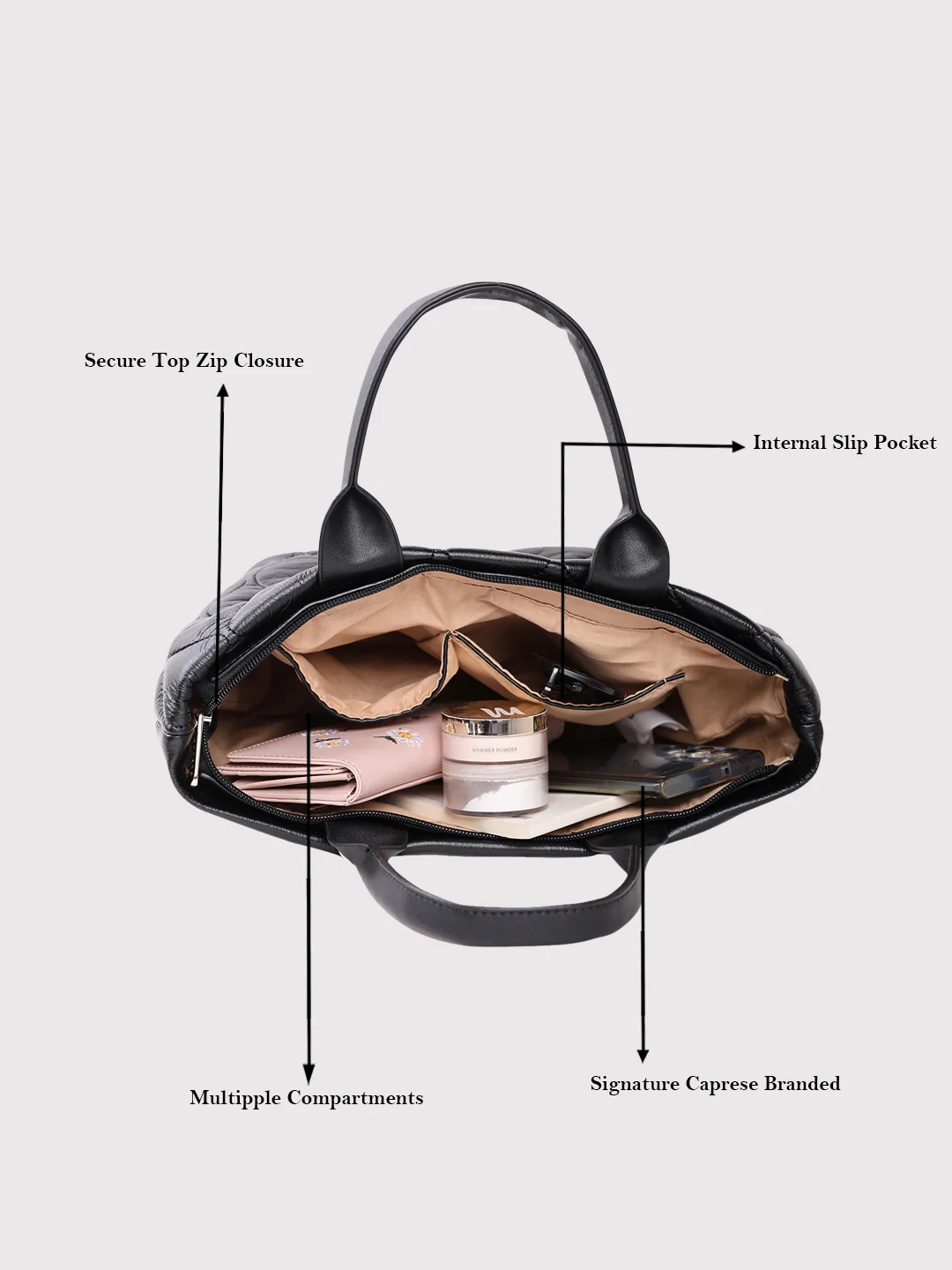 Caprese Briar Small Black Office Tote Bag - Image 5