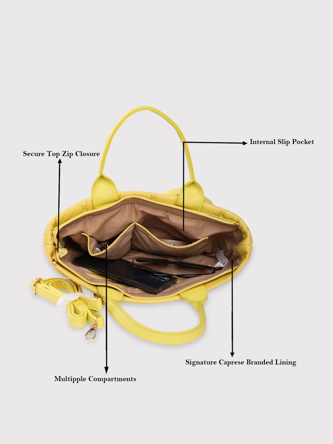 Caprese Briar Small Yellow Office Tote Bag - Image 10