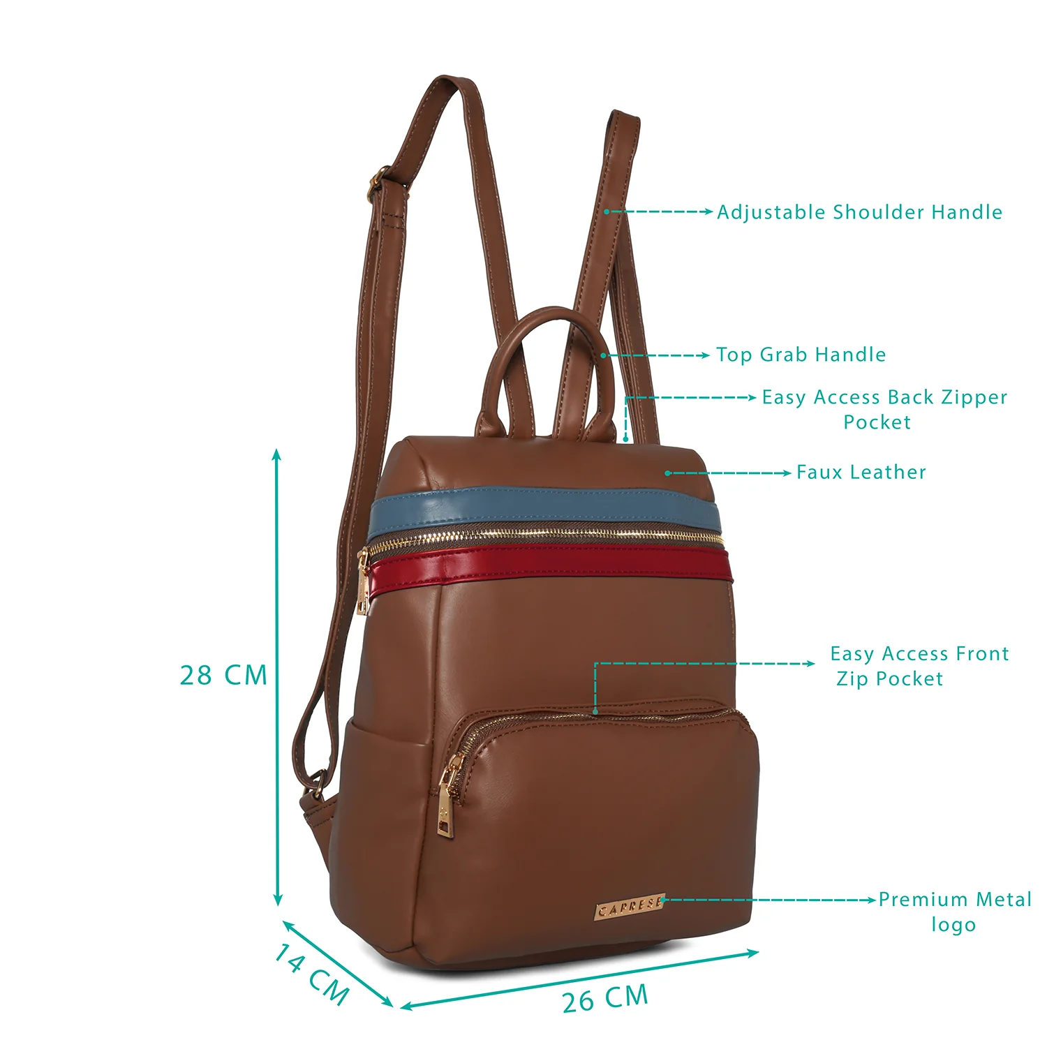 Caprese Brigetta Medium Brown Backpack - Image 3