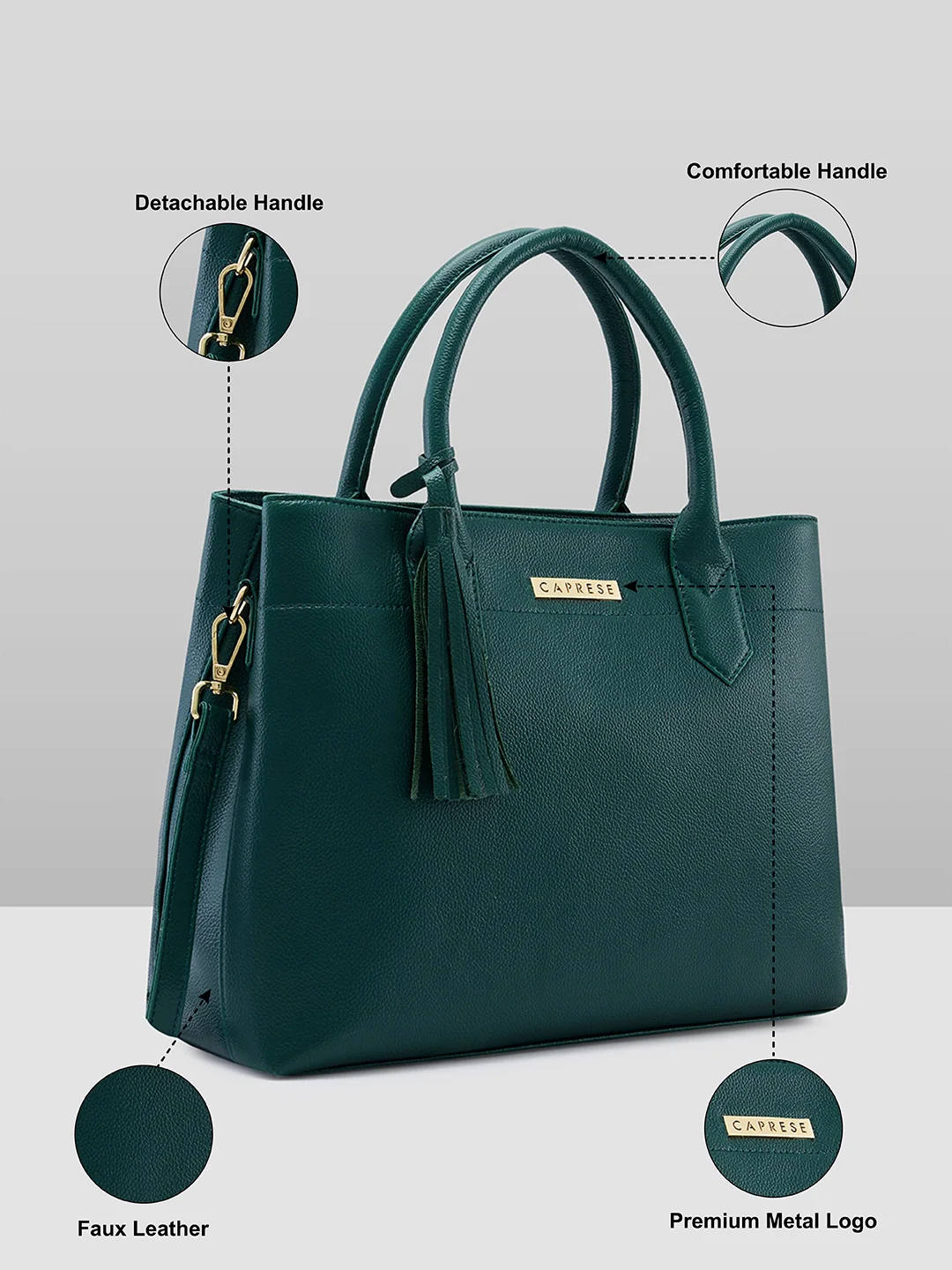 Caprese Brigette Medium Emerald Satchel Bag - Image 5