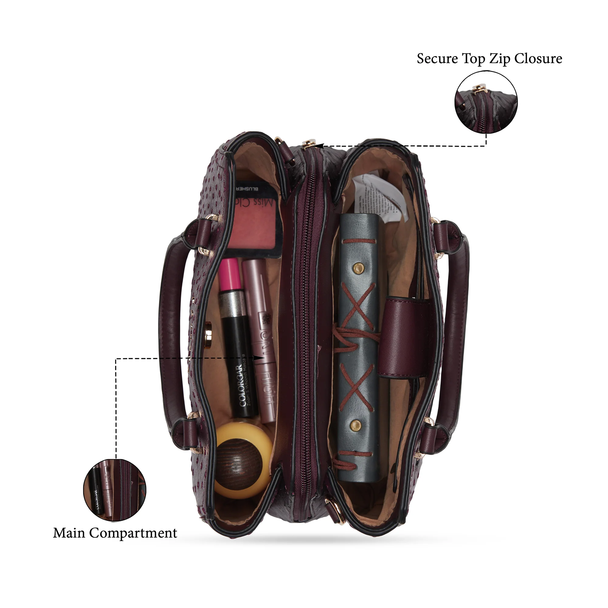 Caprese Britney Medium Cherry Lacquer Satchel Bag - Image 7