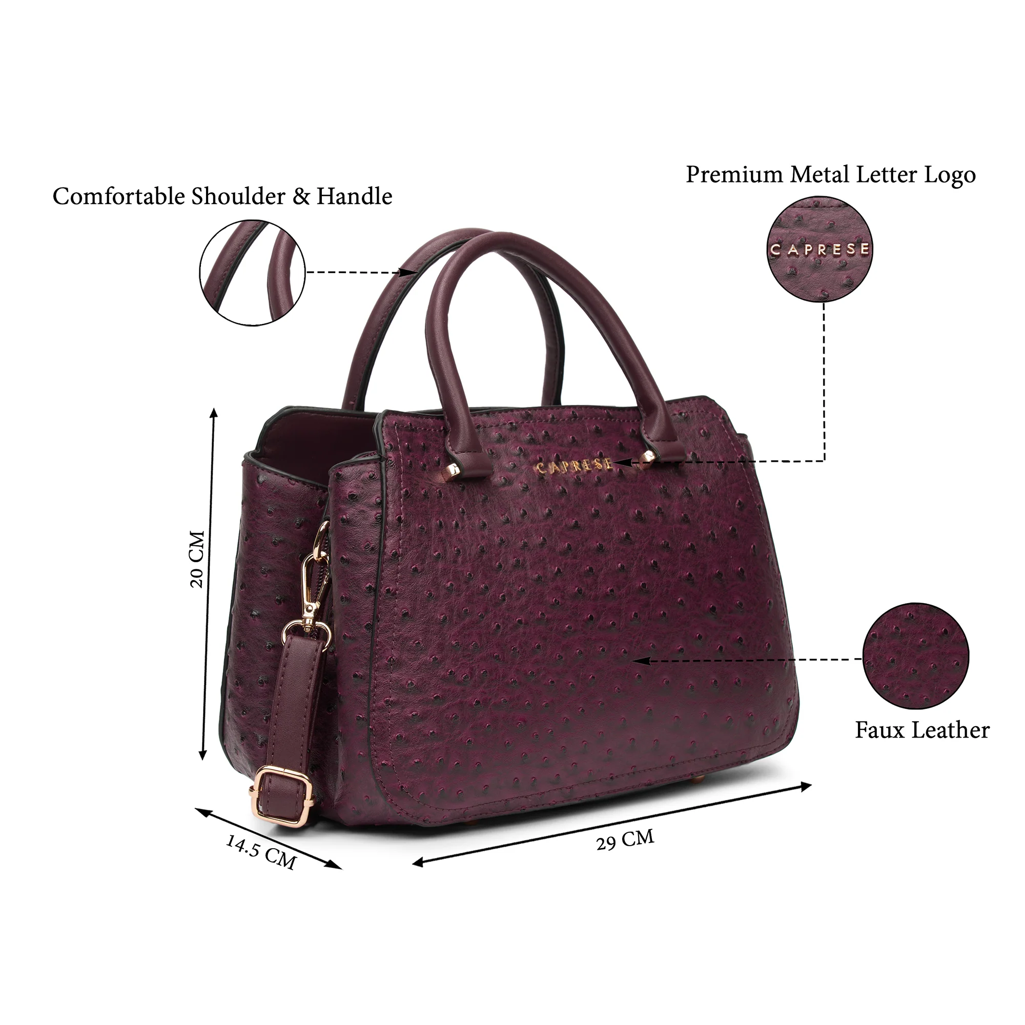 Caprese Britney Medium Cherry Lacquer Satchel Bag - Image 8