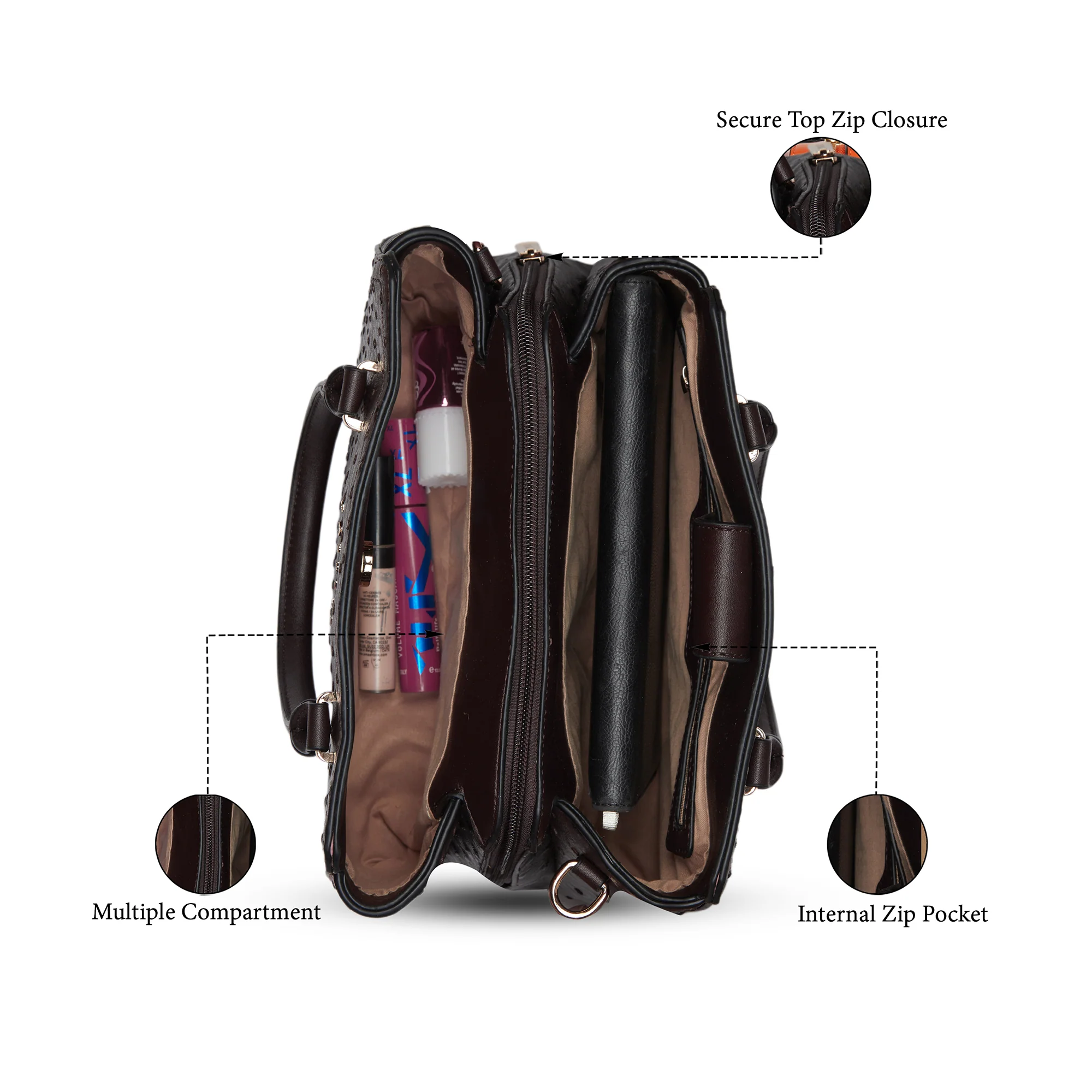 Caprese  Britney Medium Coffee Satchel Bag - Image 7
