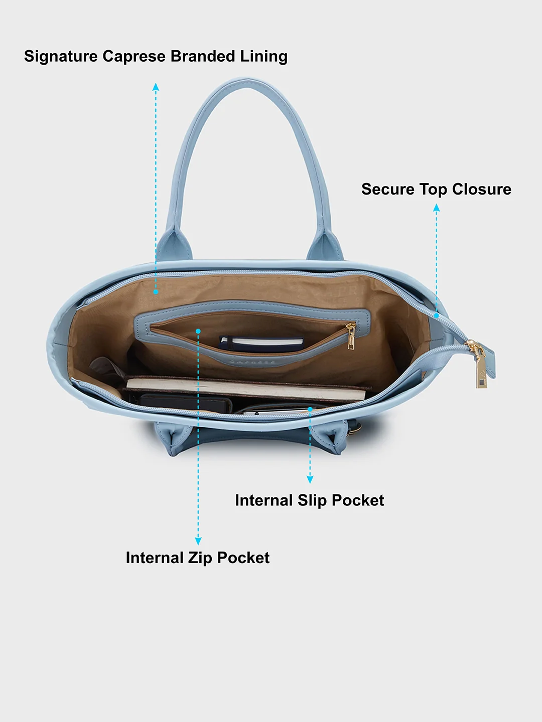 Caprese Brooklyn Large Blue Tote Bag - Image 7