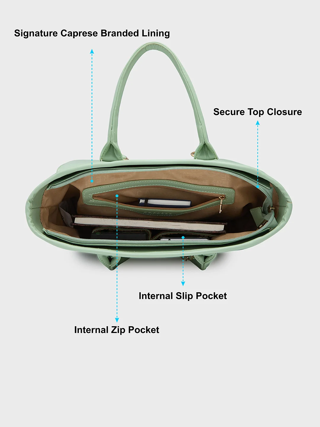 Caprese Brooklyn Large Green Tote Bag - Image 6