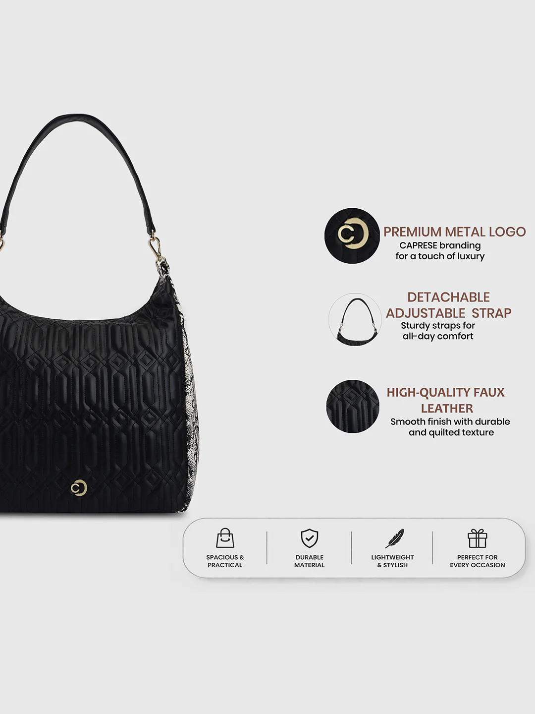 Caprese Bubble Large Black Hobo Bag - Image 3