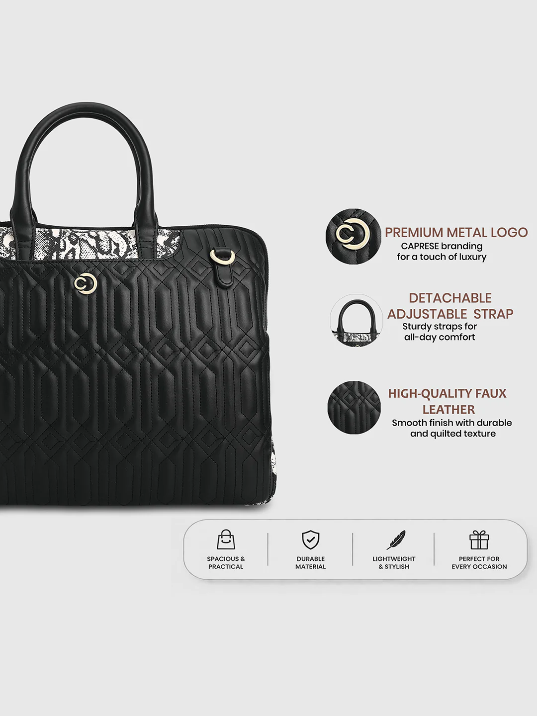 Caprese Bubble Large Black Laptop Bag - Image 3