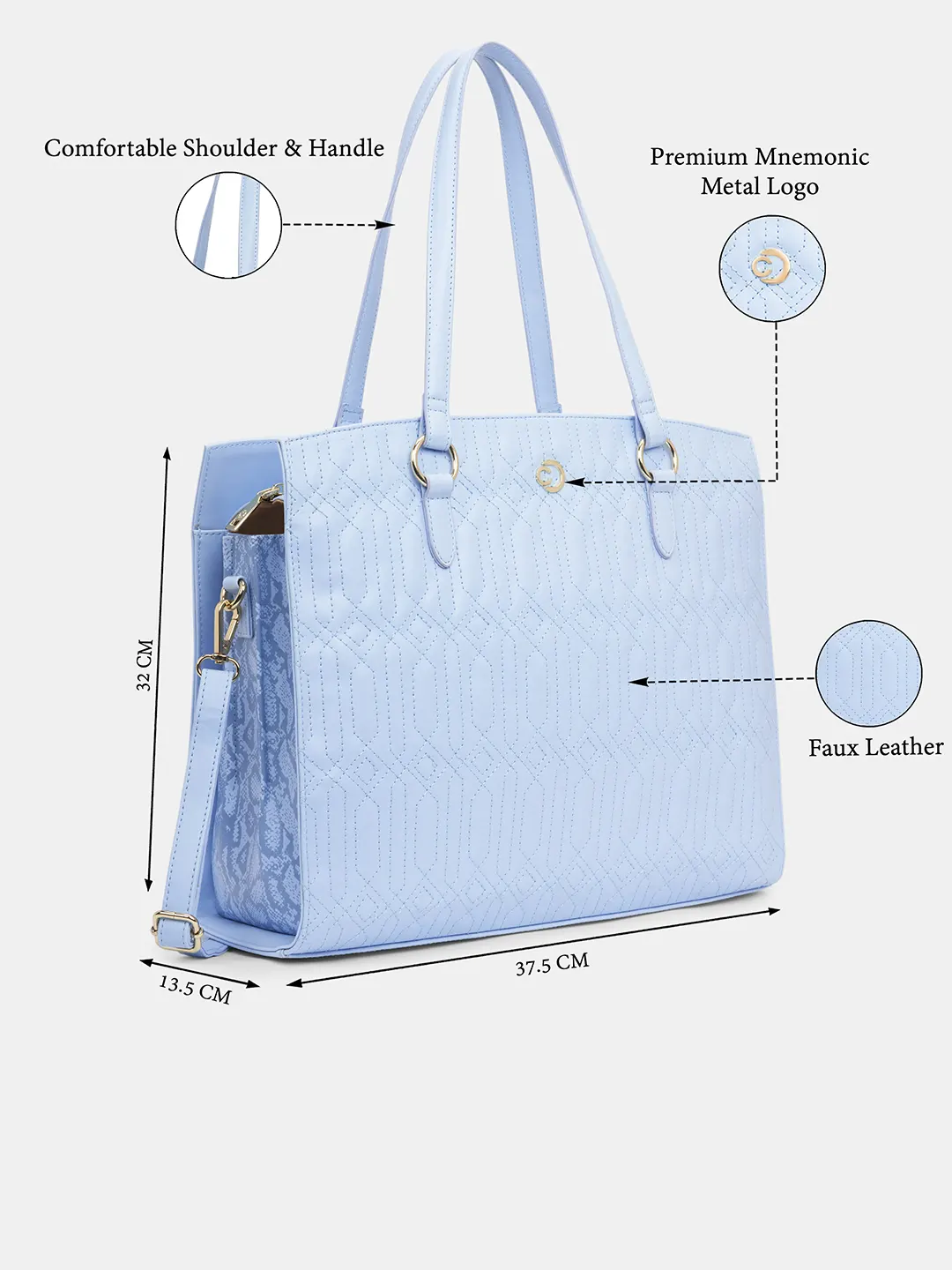 Caprese Bubble Large Blue Laptop Satchel Bag - Image 3