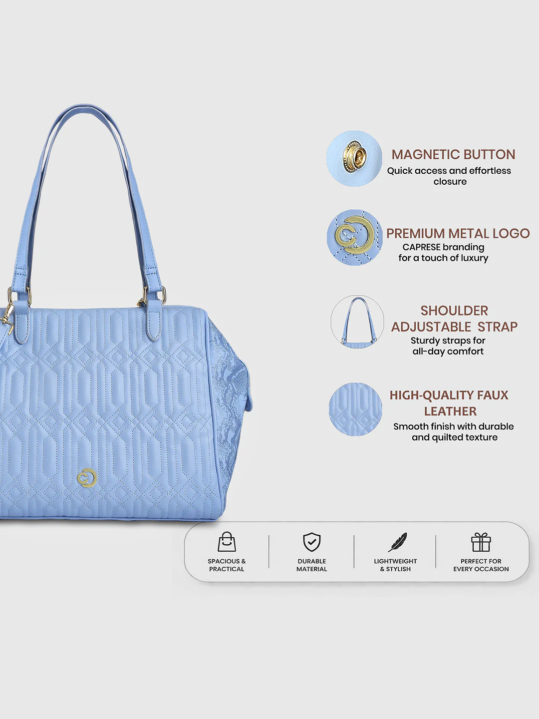 Caprese Bubble Large Blue Satchel Bag - Image 3