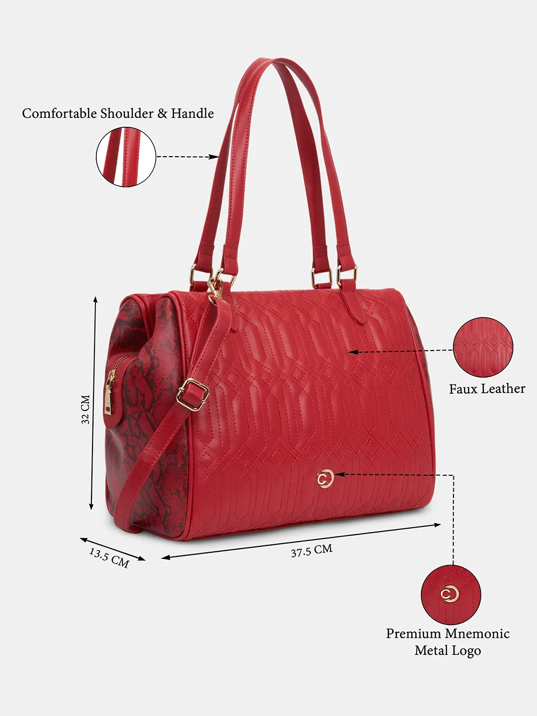Caprese Bubble Large Red Satchel Bag - Image 3