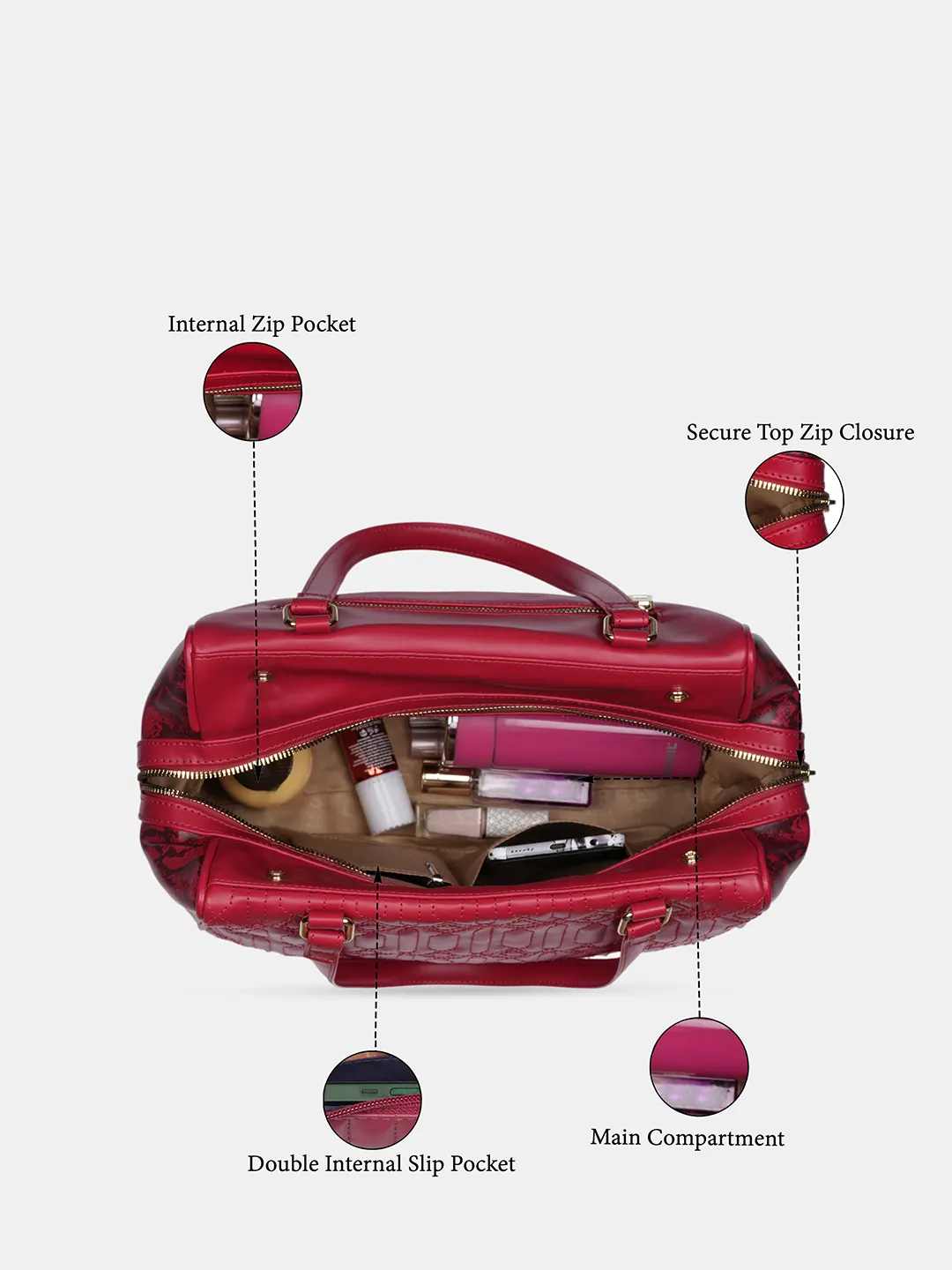 Caprese Bubble Large Red Satchel Bag - Image 4