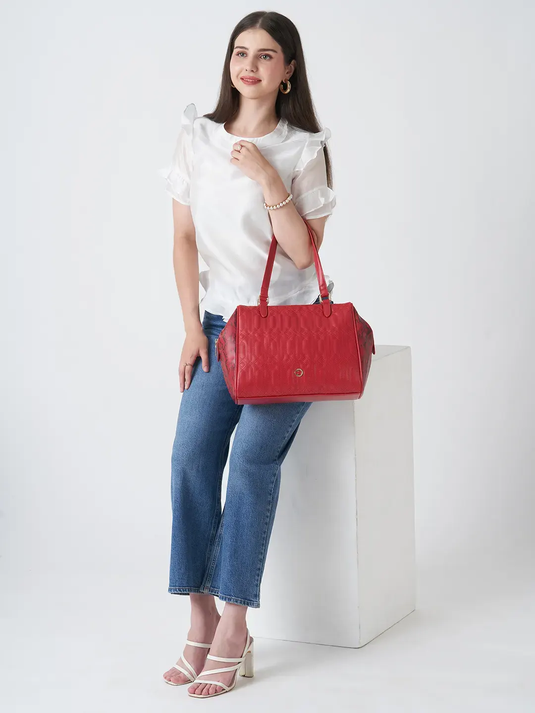 Caprese Bubble Large Red Satchel Bag - Image 7