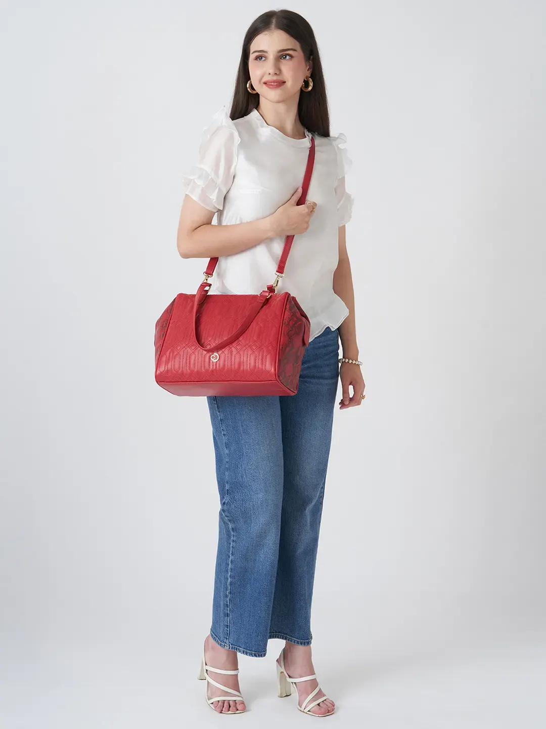 Caprese Bubble Large Red Satchel Bag - Image 8
