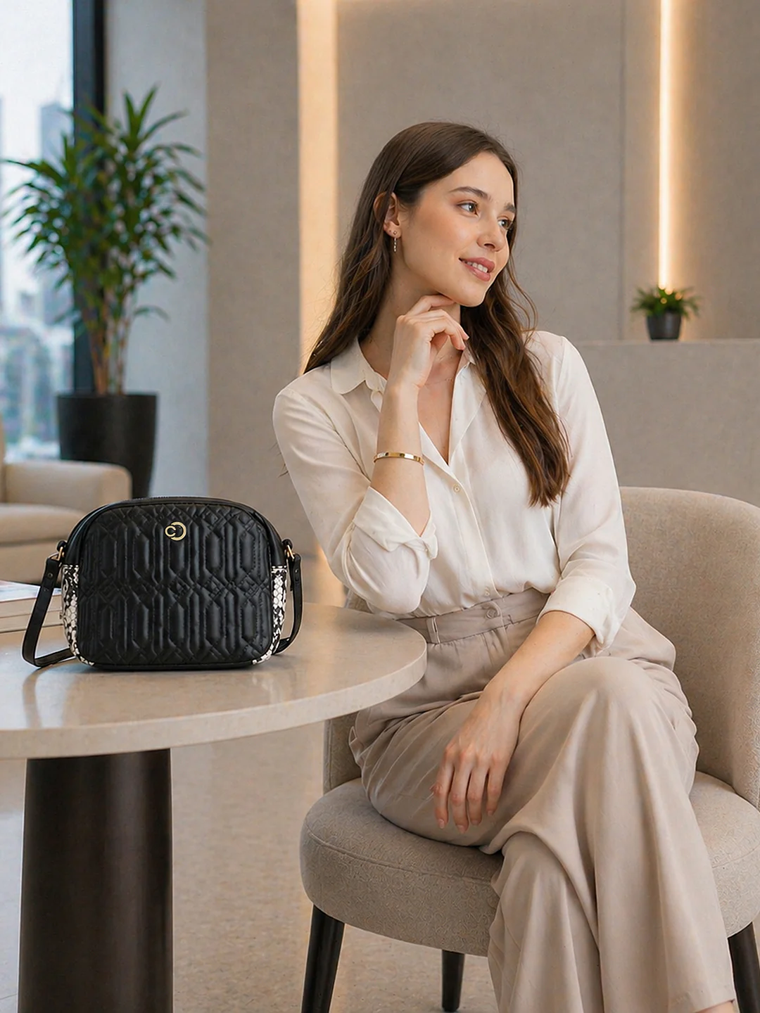 Caprese Bubble Medium Black Sling Bag - Image 10