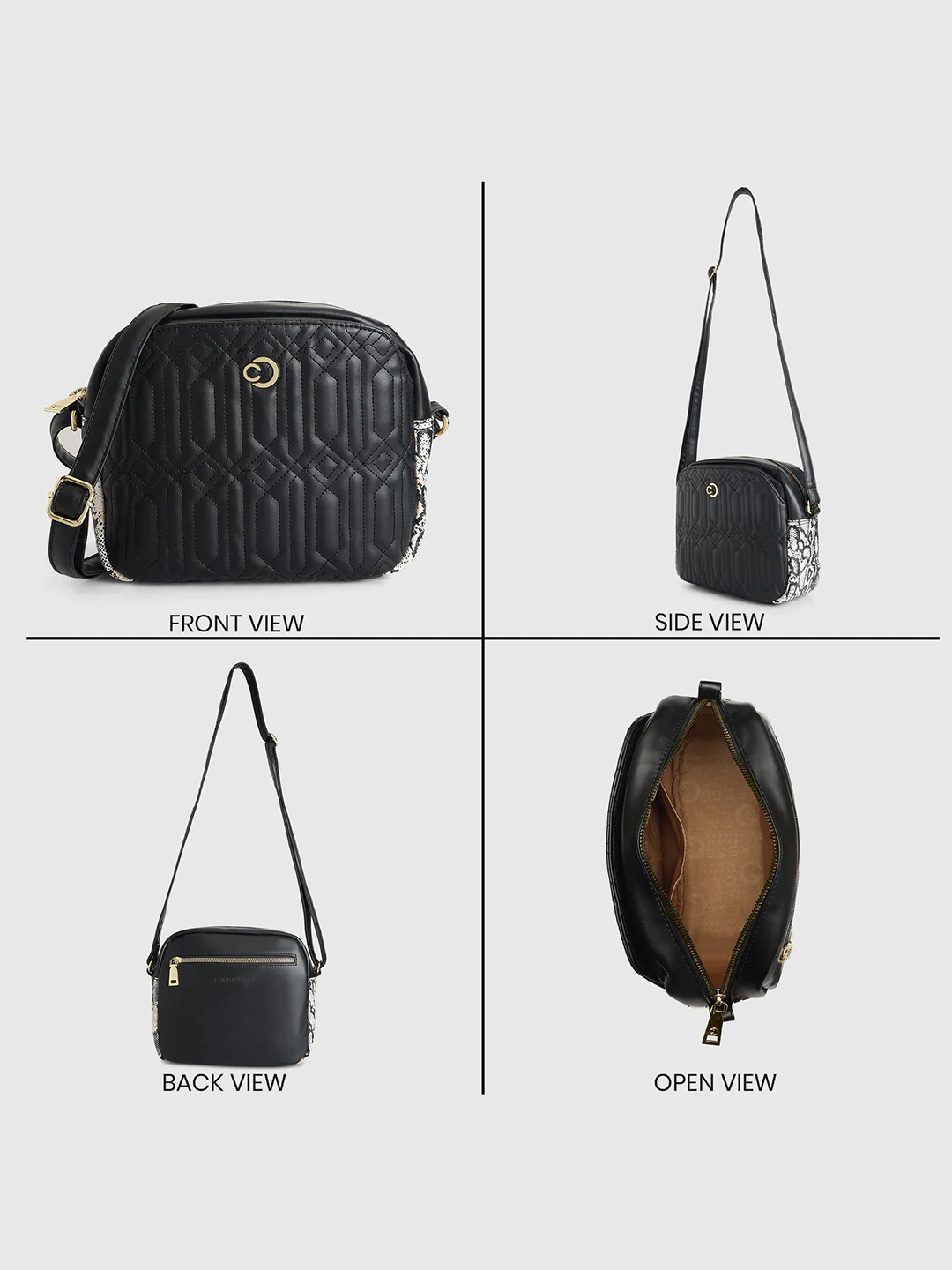 Caprese Bubble Medium Black Sling Bag - Image 11