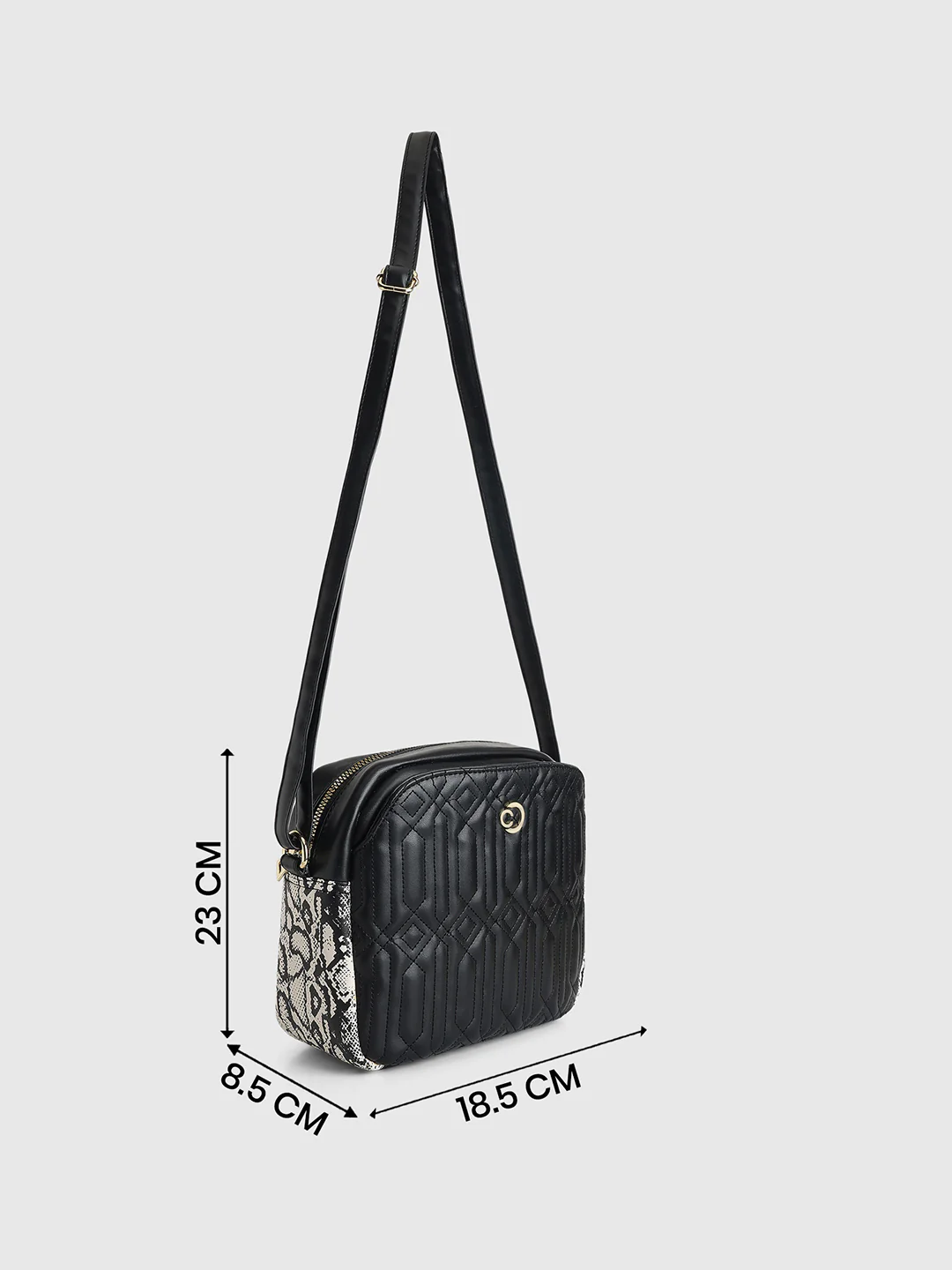 Caprese Bubble Medium Black Sling Bag - Image 8