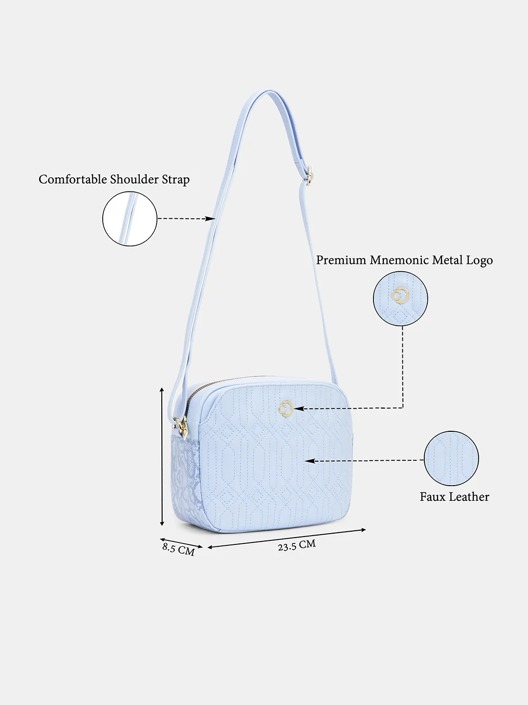 Caprese Bubble Medium Blue Sling Bag - Image 3